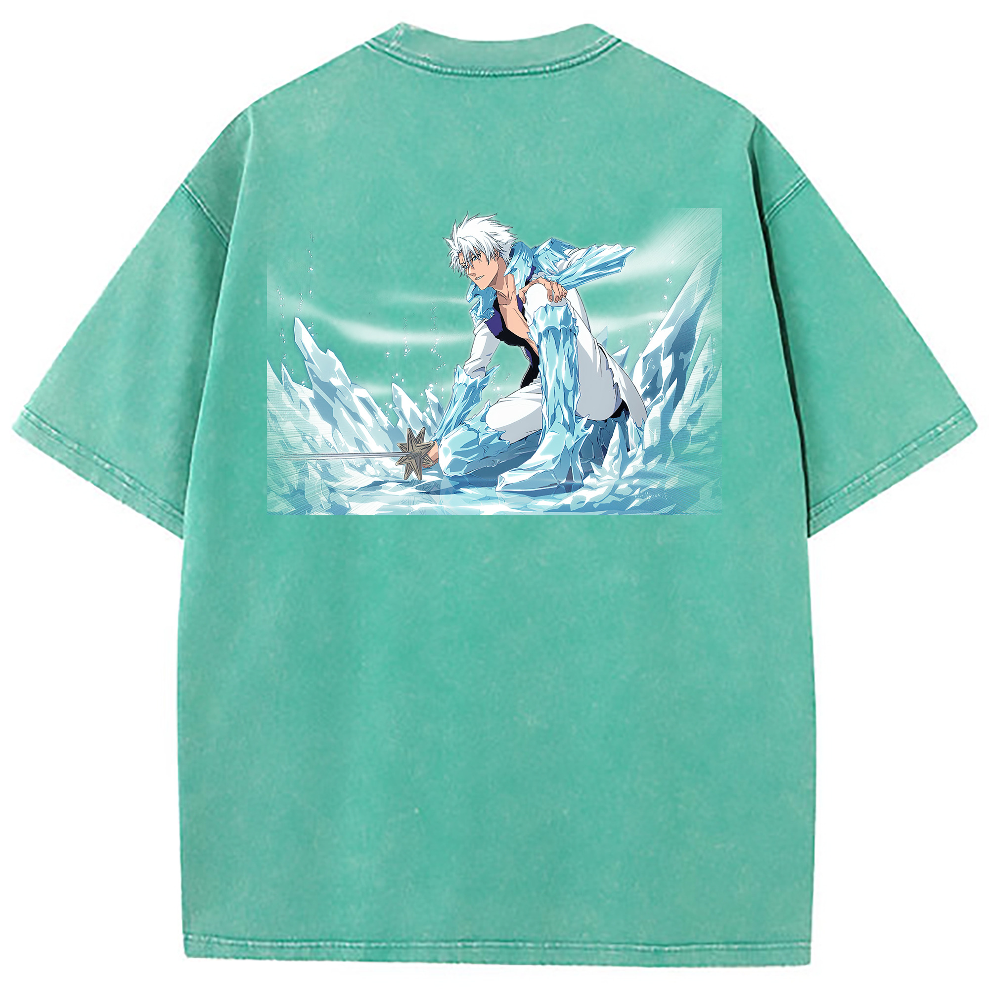 （画像用） ブリーチ 日番谷冬獅郎（ひつがや とうしろう） BLEACH Hitsugaya Toushirou 綿100% ヴィンテージ風 半袖Tシャツ（背面プリント）